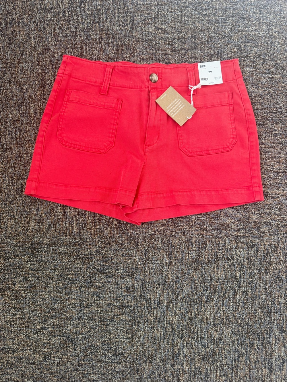 BKE Billie Red Pink Women's High Rise Slim Fit Chino Shorts Pockets NWT